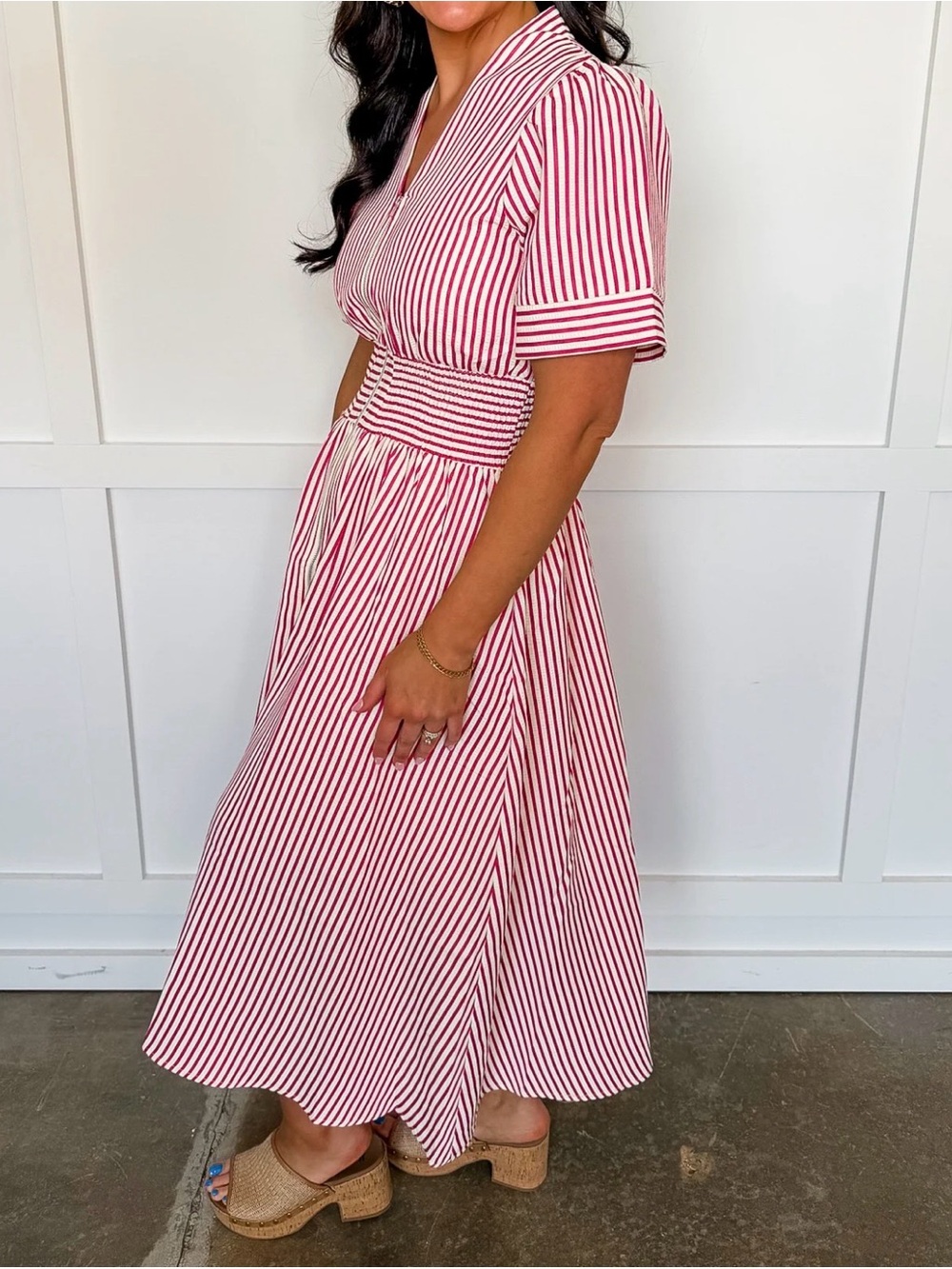 She + Sky Red and White Striped Maxi Dress